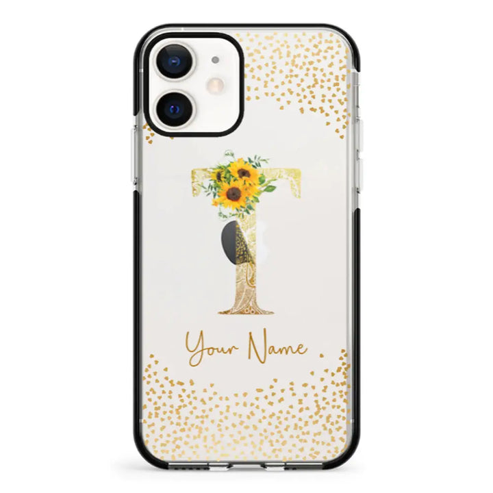 Apple iPhone 11 / Impact Pro Black Floral Mandala Initial Phone Case - Stylizedd.com