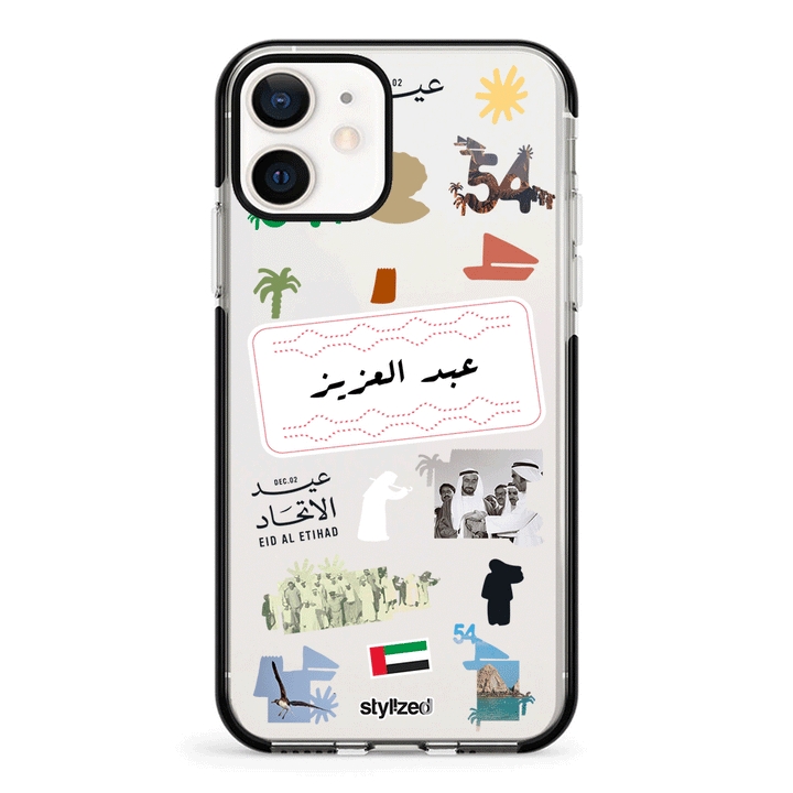 Apple iPhone 11 / Impact Pro Black Custom Eid Al Etihad 54 National Day Sticker, Phone Case - Stylizedd.com