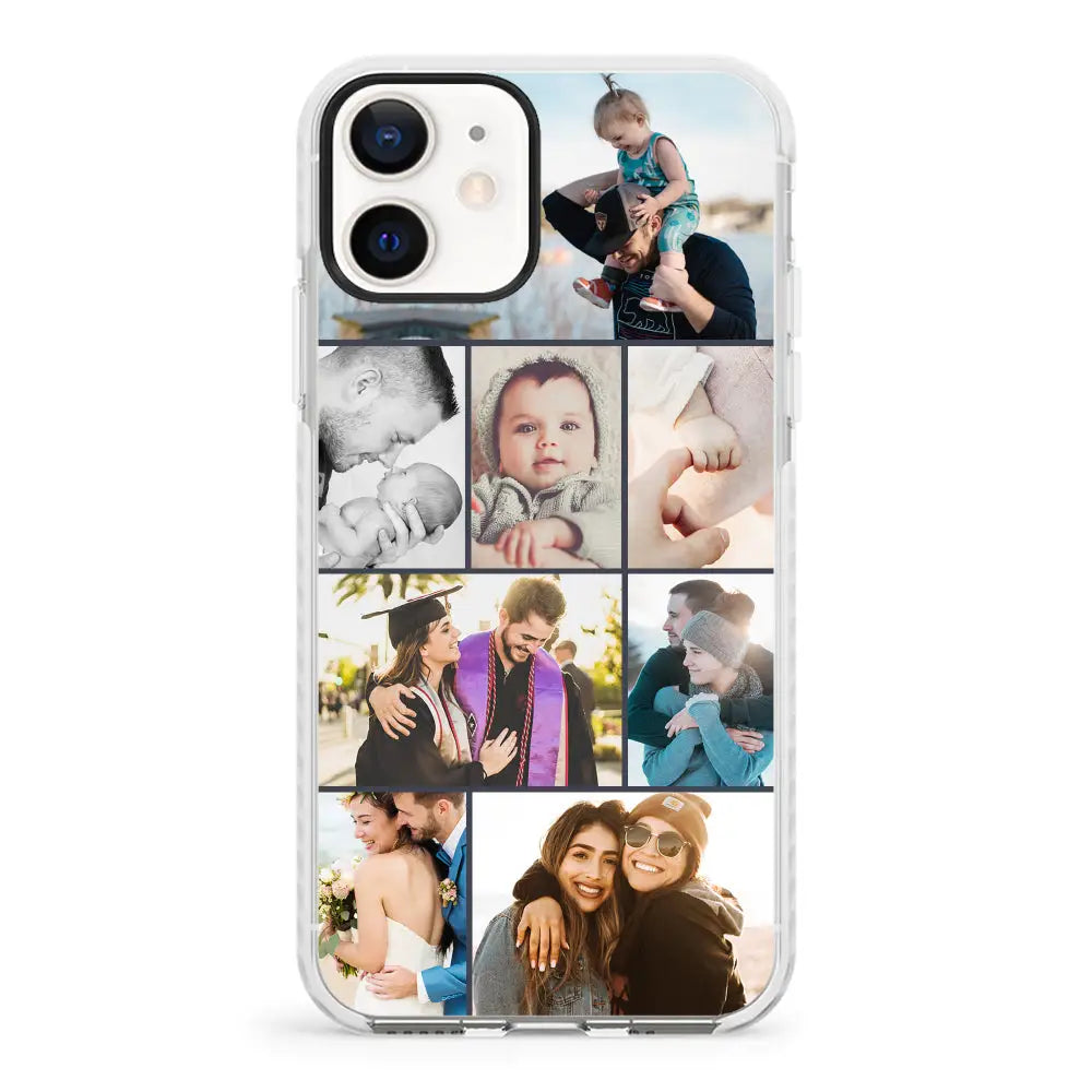 Apple iPhone 11 / Impact Pro White Personalised Photo Collage Grid Phone Case - Stylizedd.com