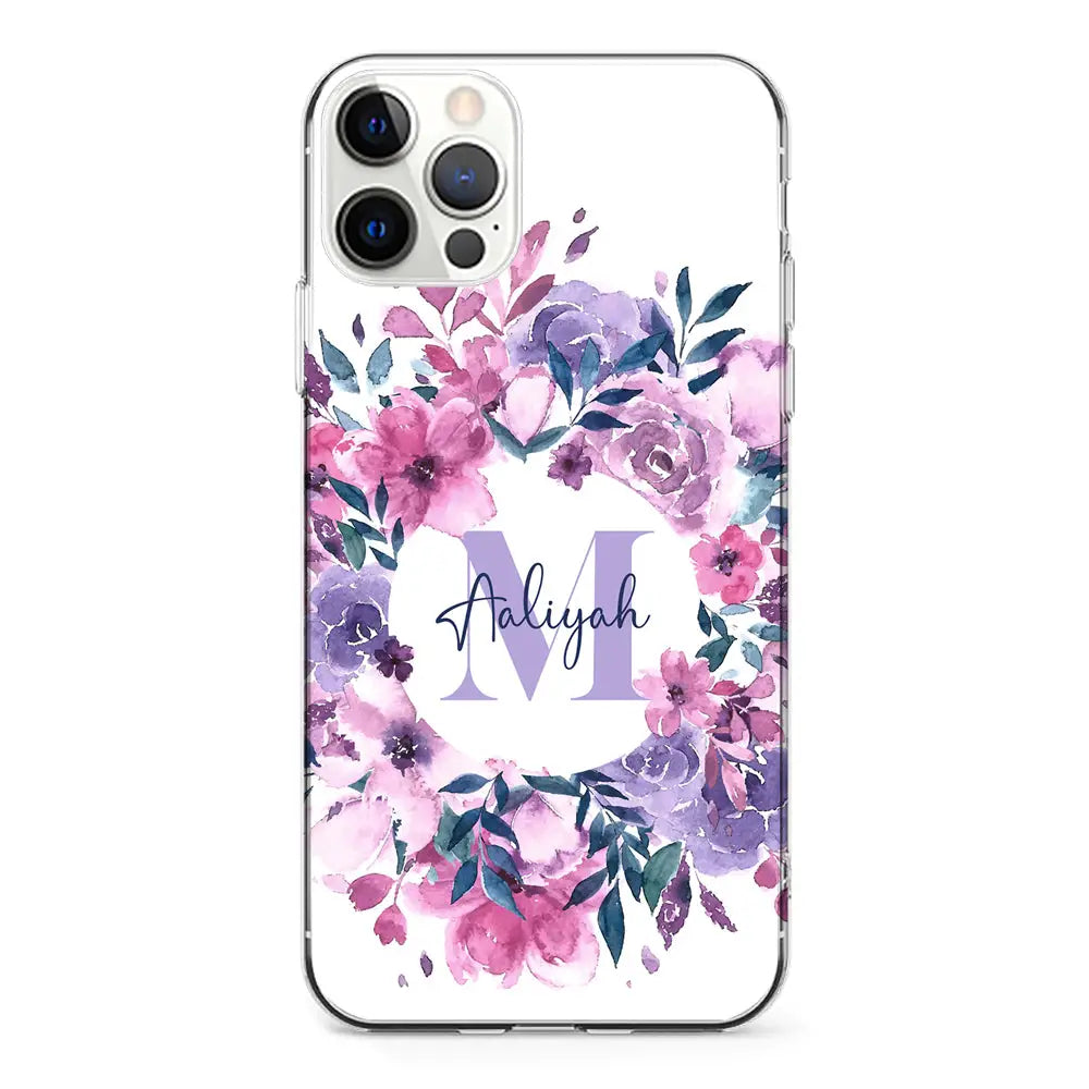 Apple iPhone 11 Pro / Clear Classic Custom Monogram Floral Flower Initial Name & Letter, Phone Case - Stylizedd.com