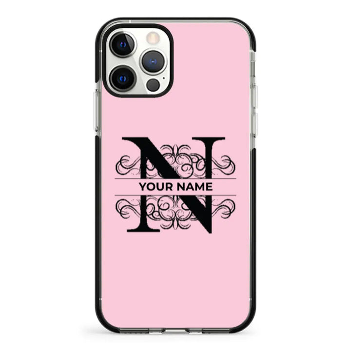 Apple iPhone 11 Pro / Impact Pro Black Split Floral Initial Phone Case - Stylizedd.com