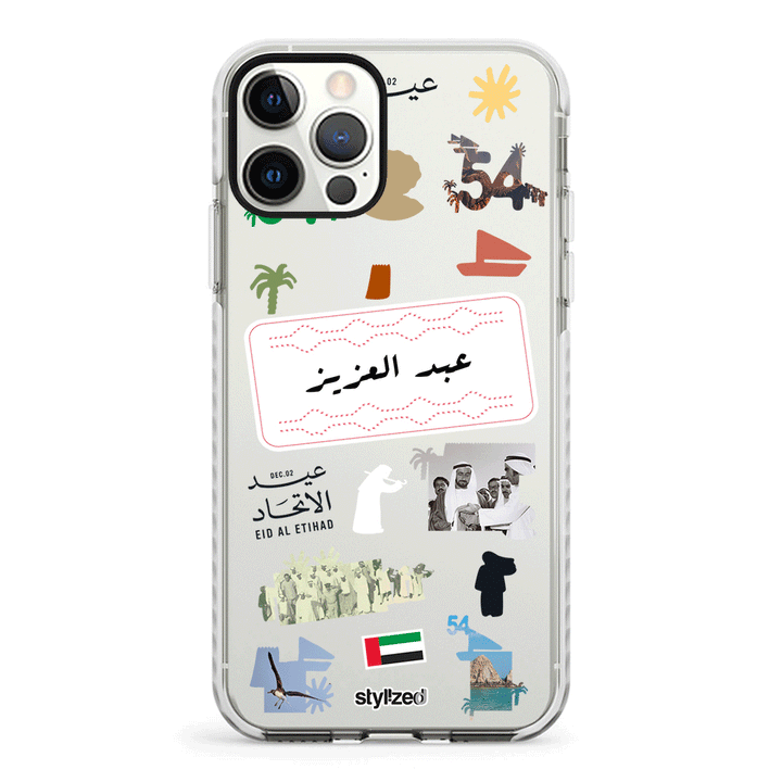 Apple iPhone 11 Pro / Impact Pro White Custom Eid Al Etihad 54 National Day Sticker, Phone Case - Stylizedd.com