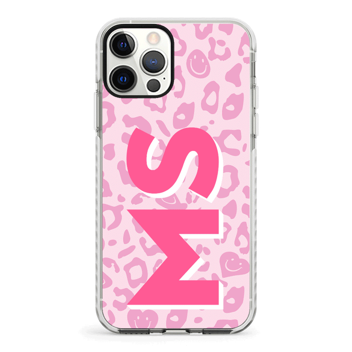 Apple iPhone 11 Pro Max / Impact Pro White Custom Monogram Initial 3D Shadow Text Seamless Pattern, Phone Case - Stylizedd.com