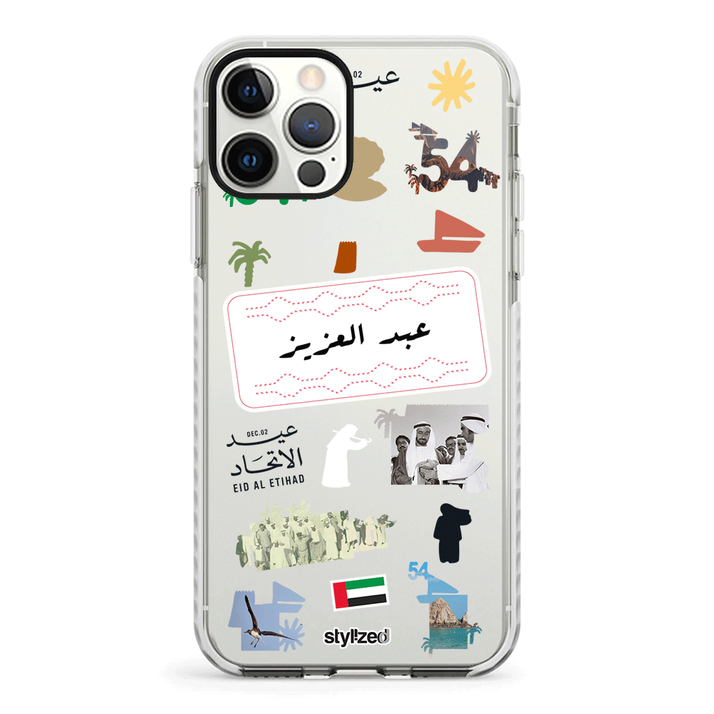 Apple iPhone 11 Pro Max / Impact Pro White Custom Eid Al Etihad 54 National Day Sticker, Phone Case - Stylizedd.com