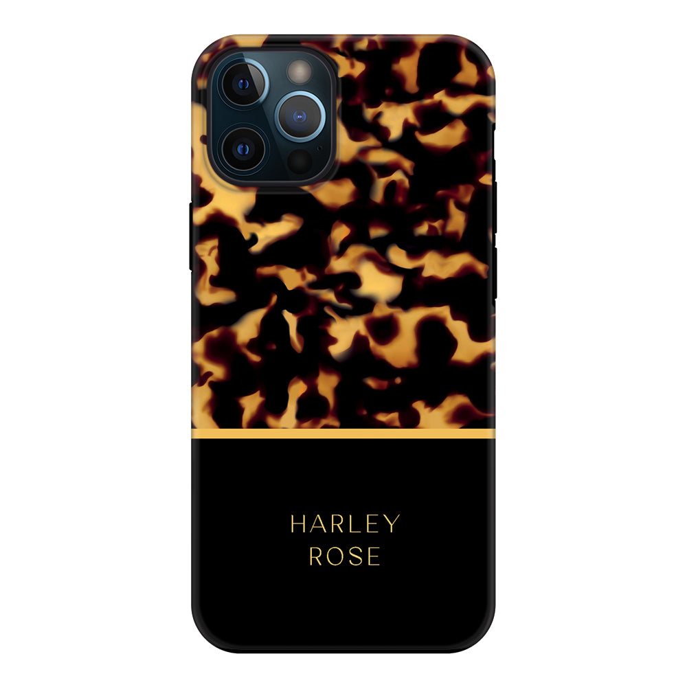 Apple iPhone 11 Pro / Tough Pro Personalized Text Luxury Tortoise Shell Pattern, Phone Case - Stylizedd.com