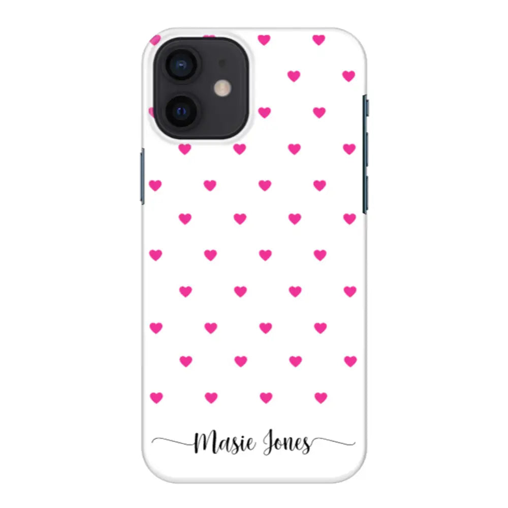 Apple iPhone 11 / Snap Classic Phone Case Heart Pattern Custom Text, My Name Phone Case - Stylizedd.com