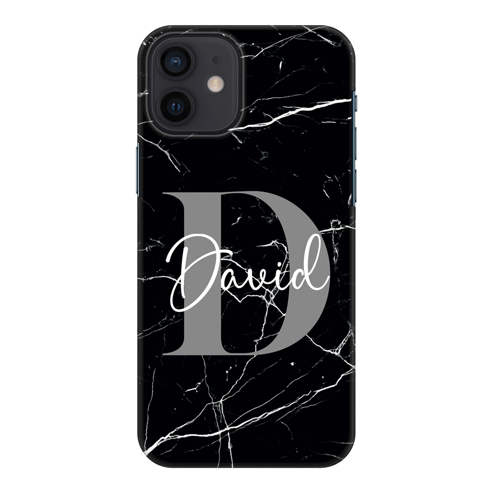 Apple iPhone 11 / Snap Classic Personalized Text Black & White Marble Texture, Phone Case - Stylizedd.com