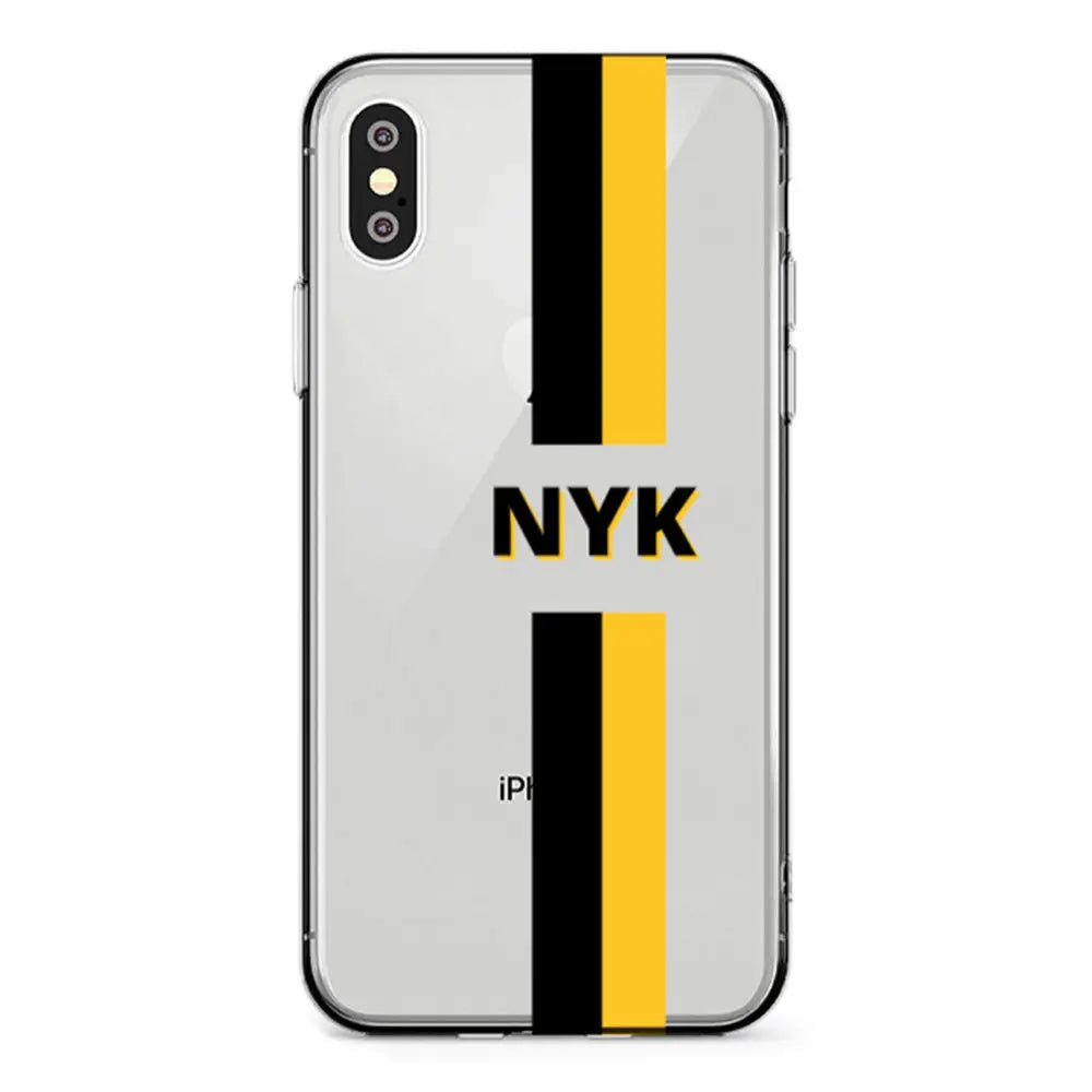 Apple iPhone X / iPhone XS / Clear Classic Custom Striped Monogram Phone Case - Stylizedd.com