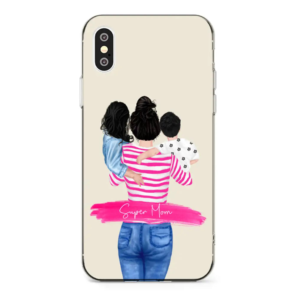 Apple iPhone X / iPhone XS / Clear Classic Custom Clipart Text Mother Son & Daughter Phone Case - Stylizedd.com