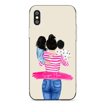 Apple iPhone X / iPhone XS / Clear Classic Phone Case Custom Clipart Text Mother Son & Daughter Phone Case - Stylizedd.com