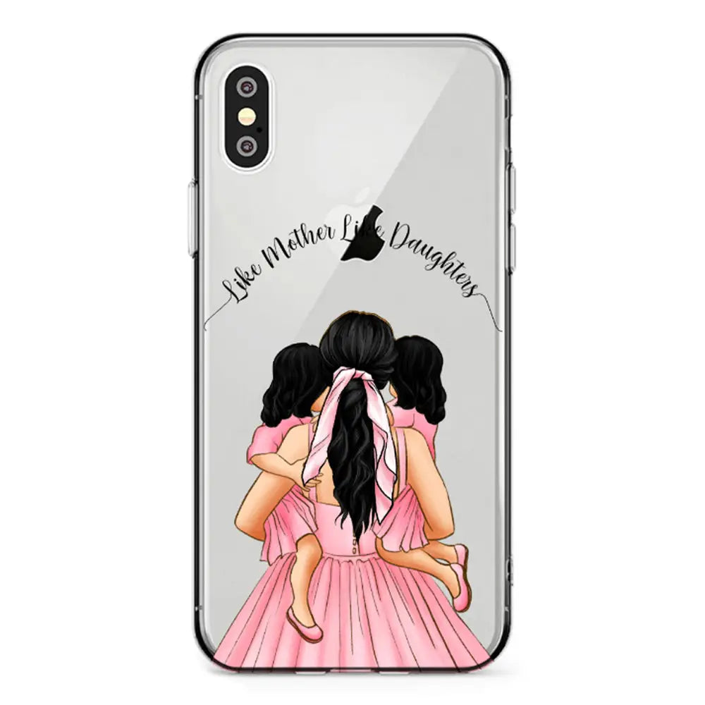 Apple iPhone X / iPhone XS / Clear Classic Mother 2 daughters Custom Clipart, Text Phone Case - Stylizedd.com