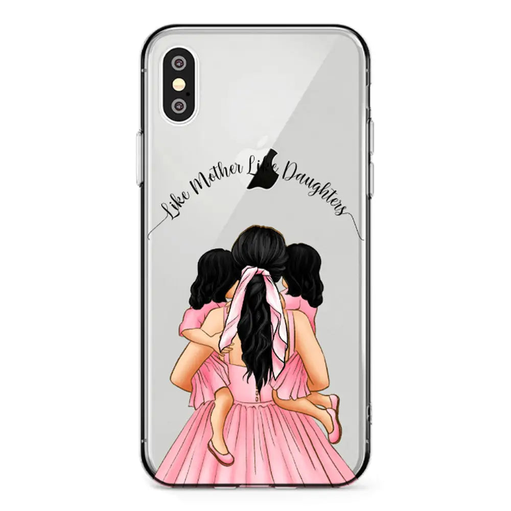 Apple iPhone X / iPhone XS / Clear Classic Phone Case Mother 2 daughters Custom Clipart, Text Phone Case - Stylizedd.com