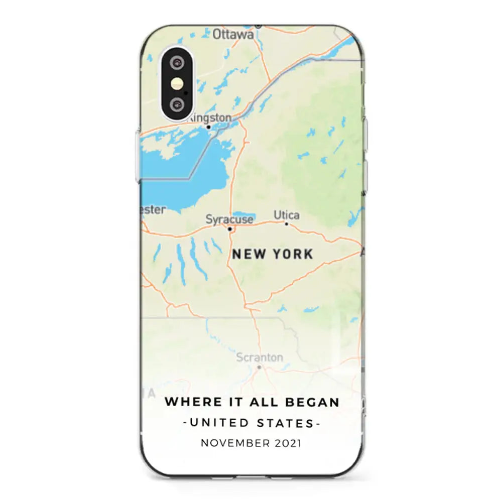 Apple iPhone X / iPhone XS / Clear Classic Personalized map, Phone Case - Stylizedd.com