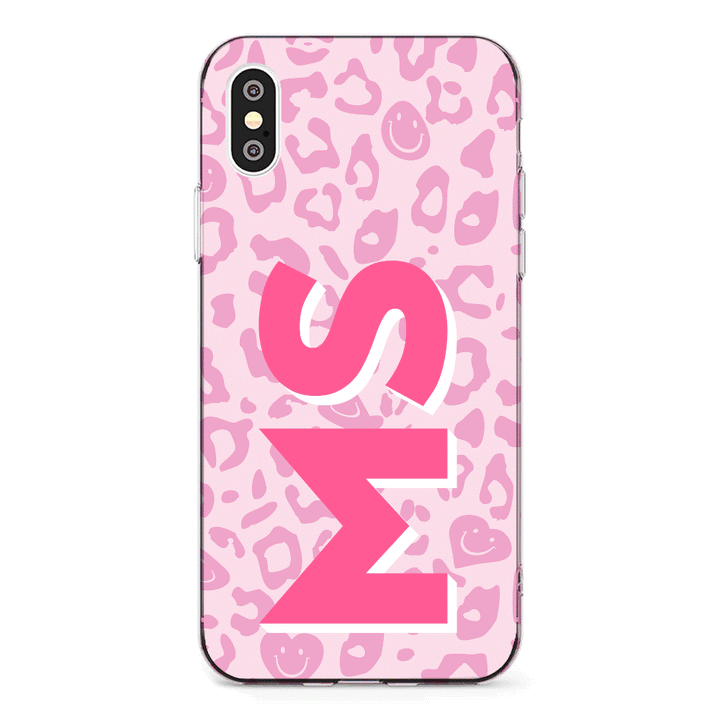 Apple iPhone X / iPhone XS / Clear Classic Custom Monogram Initial 3D Shadow Text Seamless Pattern, Phone Case - Stylizedd.com