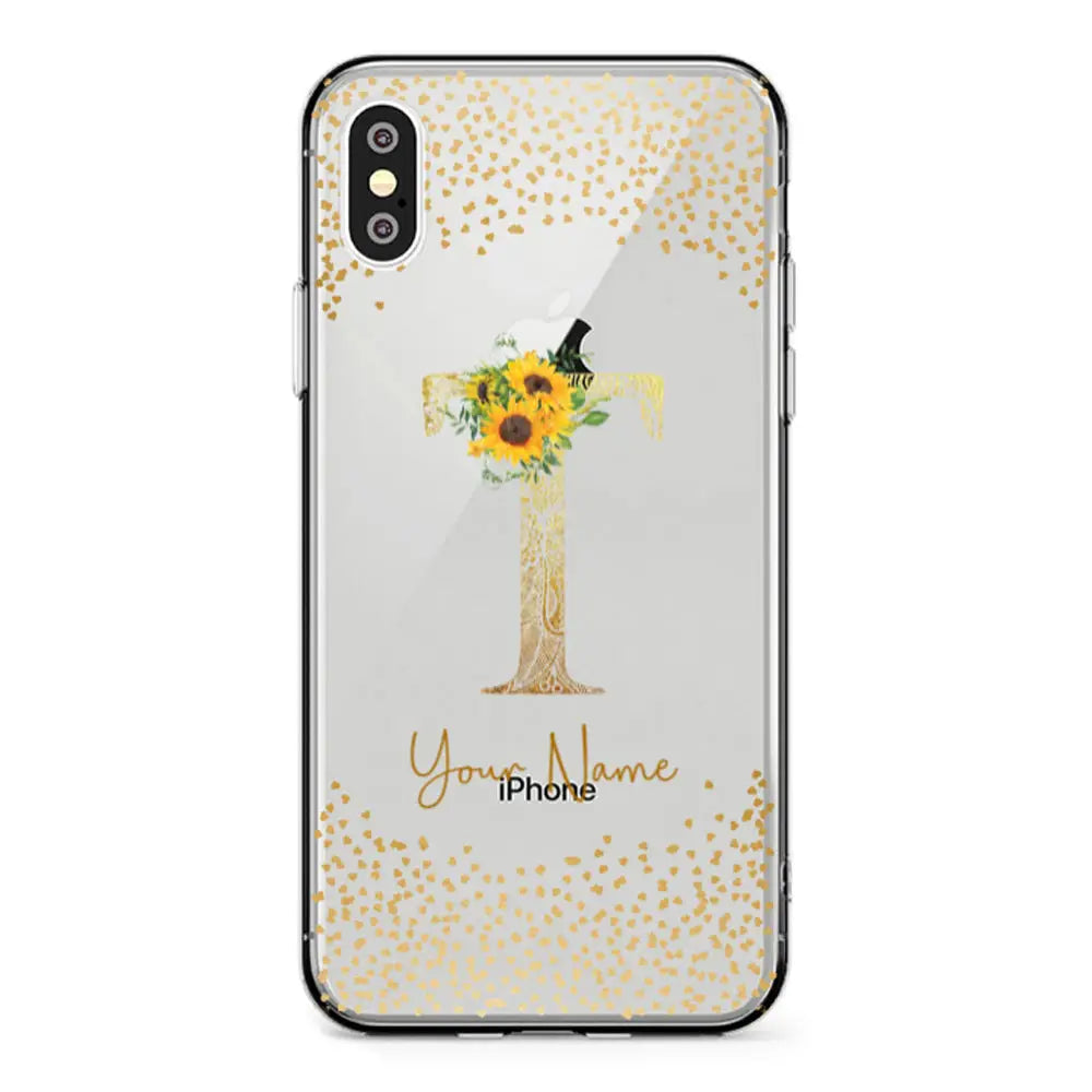 Apple iPhone X / iPhone XS / Clear Classic Floral Mandala Initial Phone Case - Stylizedd.com