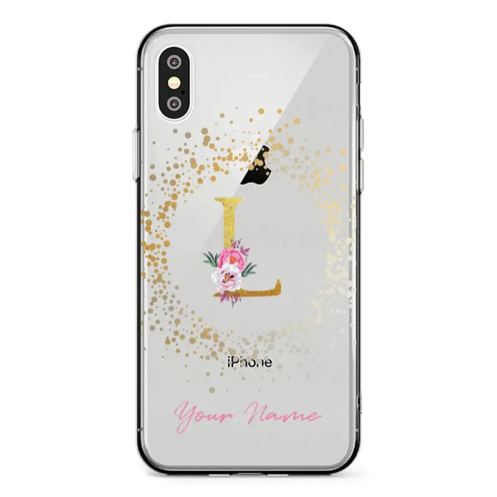 Apple iPhone X / iPhone XS / Clear Classic Floral Initial Phone Case - Stylizedd.com