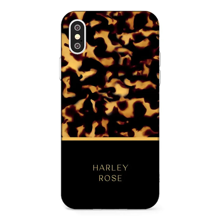 Apple iPhone X / iPhone XS / Clear Classic Personalized Text Elegant Luxury Tortoise Shell Pattern, Phone Case - Stylizedd.com