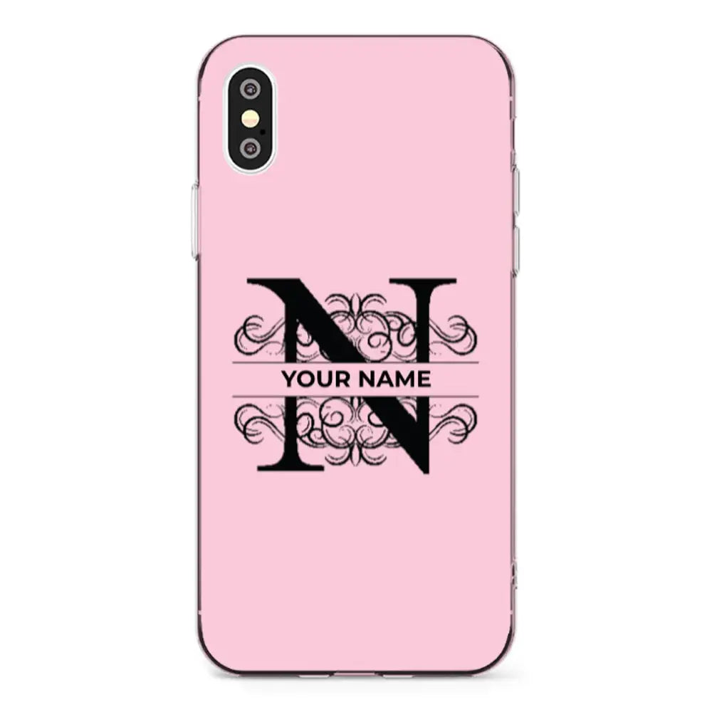 Apple iPhone X / iPhone XS / Clear Classic Split Floral Initial Phone Case - Stylizedd.com