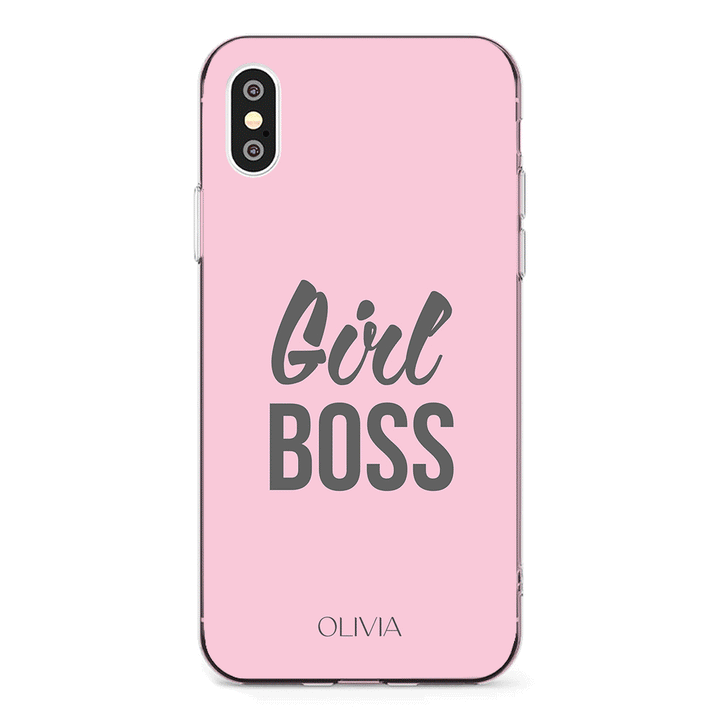 Apple iPhone X / iPhone XS / Clear Classic Personalized Name Girl Boss, Phone Case - Stylizedd.com