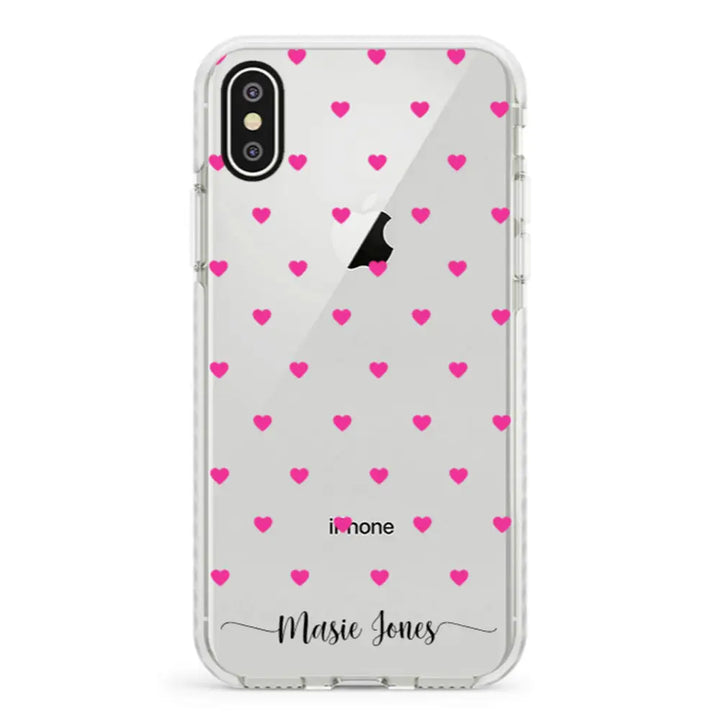 Apple iPhone X / iPhone XS / Impact Pro White Heart Pattern Custom Text, My Name Phone Case - Stylizedd.com