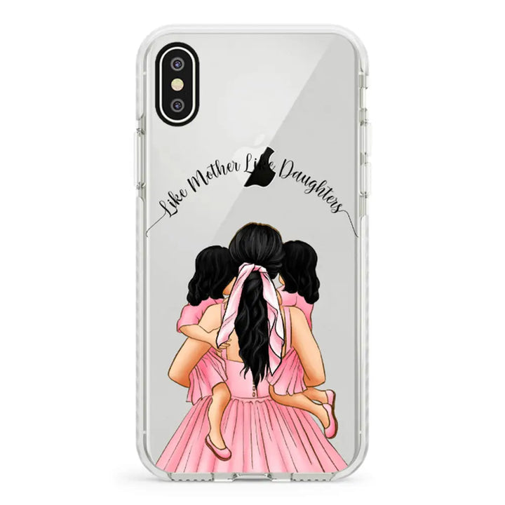 Apple iPhone X / iPhone XS / Impact Pro White Mother 2 daughters Custom Clipart, Text Phone Case - Stylizedd.com