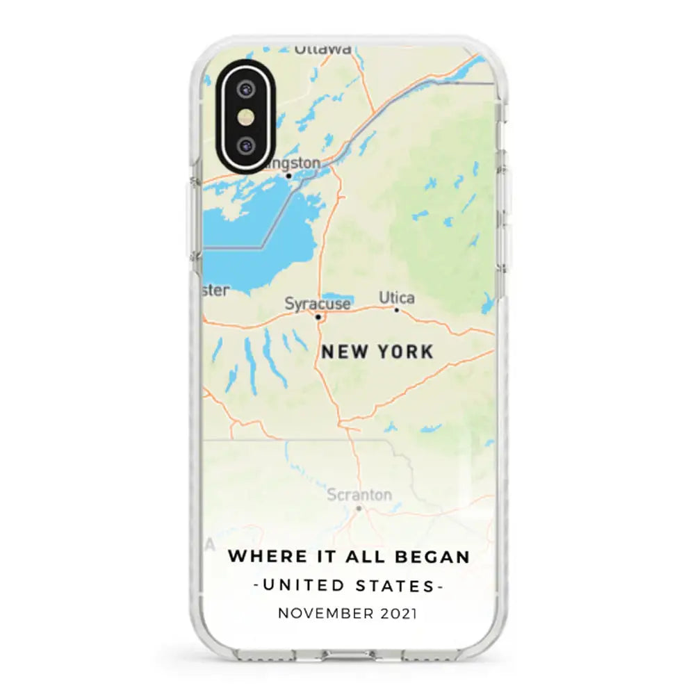 Apple iPhone X / iPhone XS / Impact Pro White Personalized map, Phone Case - Stylizedd.com