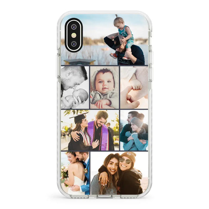 Apple iPhone X / iPhone XS / Impact Pro White Personalised Photo Collage Grid Phone Case - Stylizedd.com