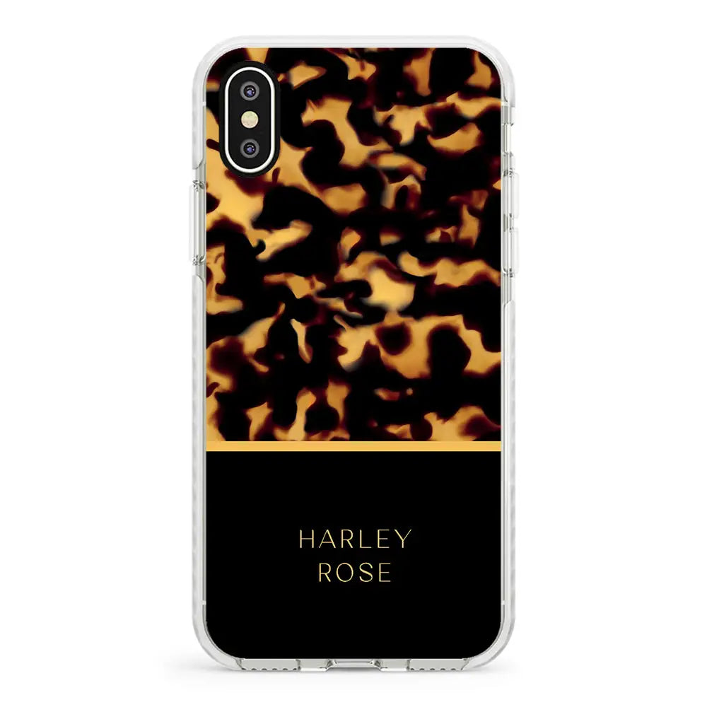 Apple iPhone X / iPhone XS / Impact Pro White Personalized Text Elegant Luxury Tortoise Shell Pattern, Phone Case - Stylizedd.com