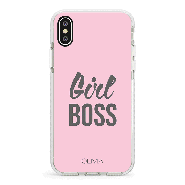 Apple iPhone X / iPhone XS / Impact Pro White Personalized Name Girl Boss, Phone Case - Stylizedd.com