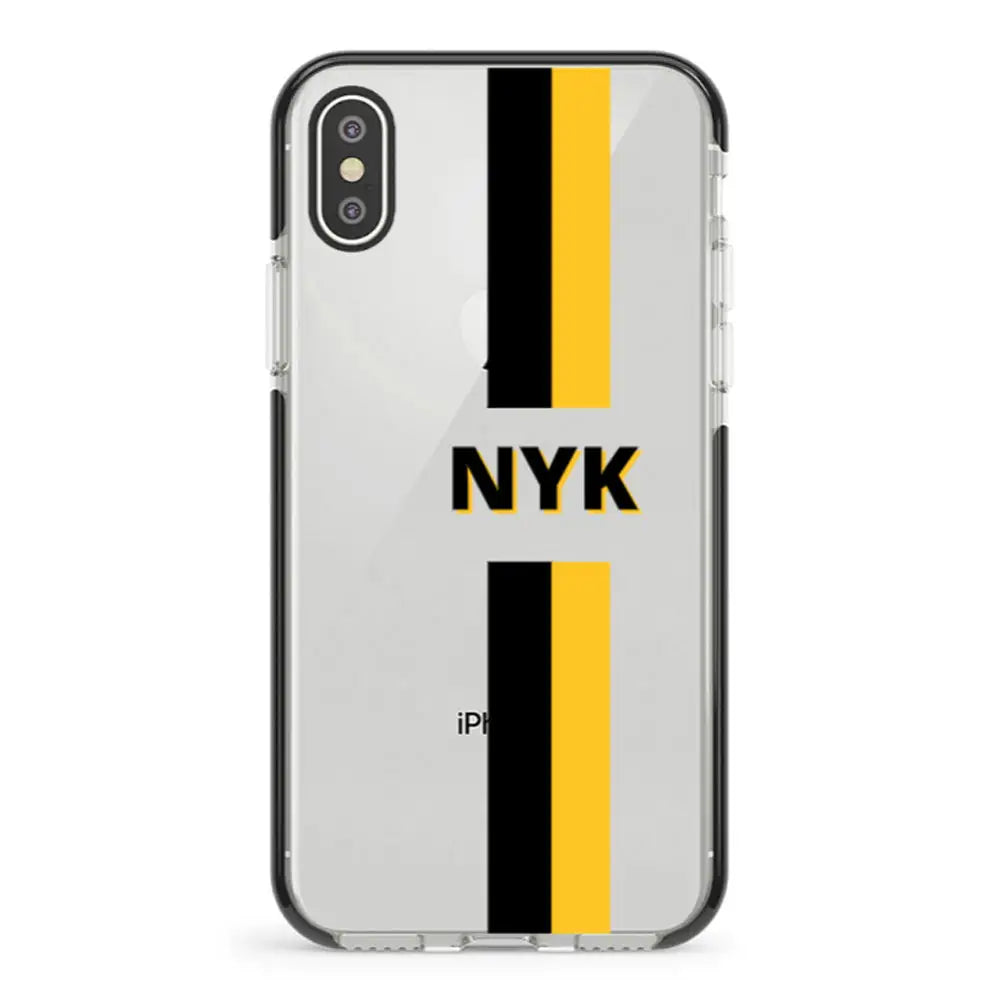 Apple iPhone XS MAX / Impact Pro Black Custom Striped Monogram Phone Case - Stylizedd.com