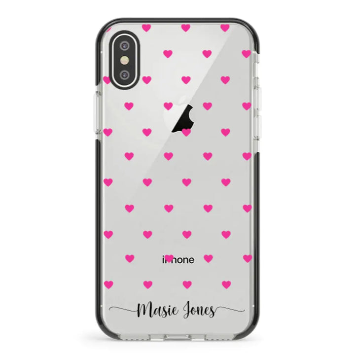 Apple iPhone XS MAX / Impact Pro Black Heart Pattern Custom Text, My Name Phone Case - Stylizedd.com