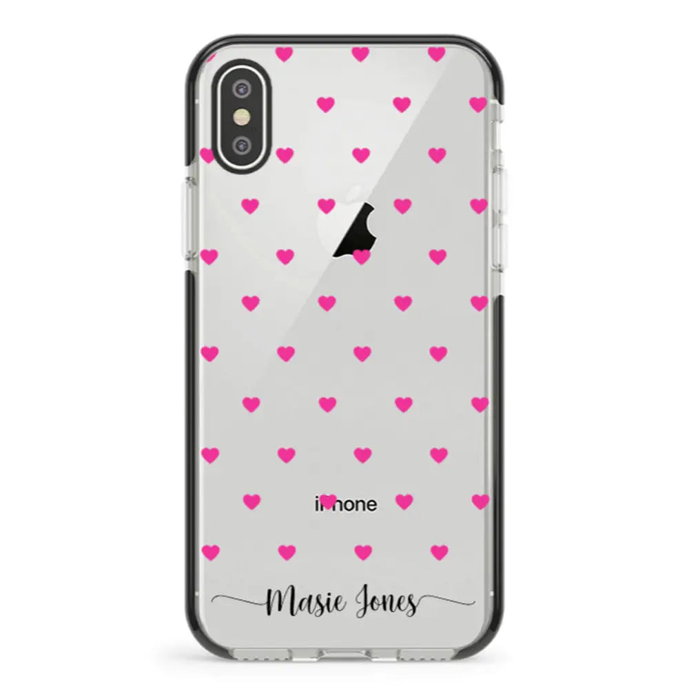 Apple iPhone XS MAX / Impact Pro Black Phone Case Heart Pattern Custom Text, My Name Phone Case - Stylizedd.com