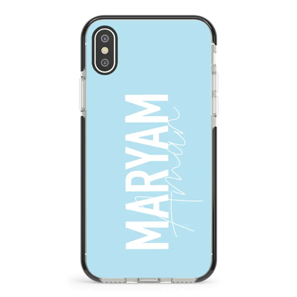 Apple iPhone XS MAX / Impact Pro Black Personalized Name Vertical, Phone Case - Stylizedd.com