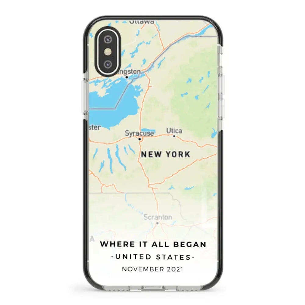 Apple iPhone XS MAX / Impact Pro Black Personalized map, Phone Case - Stylizedd.com