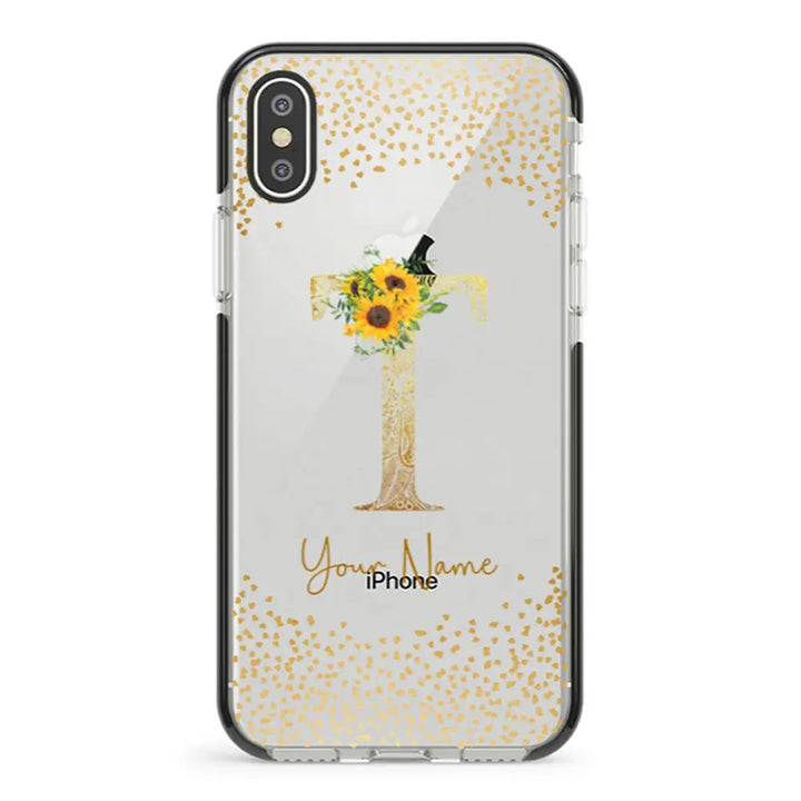 Apple iPhone XS MAX / Impact Pro Black Floral Mandala Initial Phone Case - Stylizedd.com