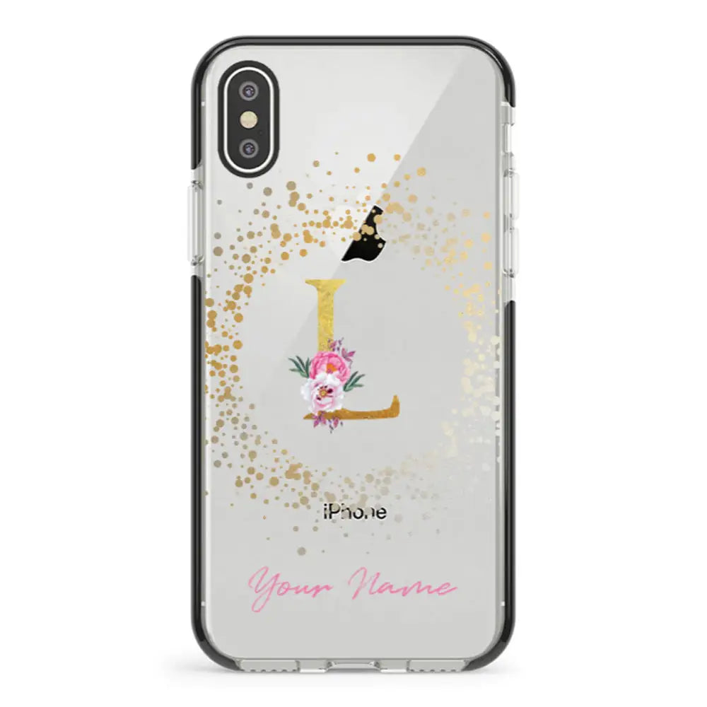 Apple iPhone XS MAX / Impact Pro Black Floral Initial Phone Case - Stylizedd.com