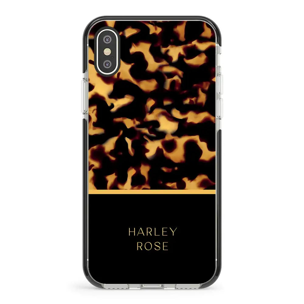 Apple iPhone XS MAX / Impact Pro Black Personalized Text Elegant Luxury Tortoise Shell Pattern, Phone Case - Stylizedd.com