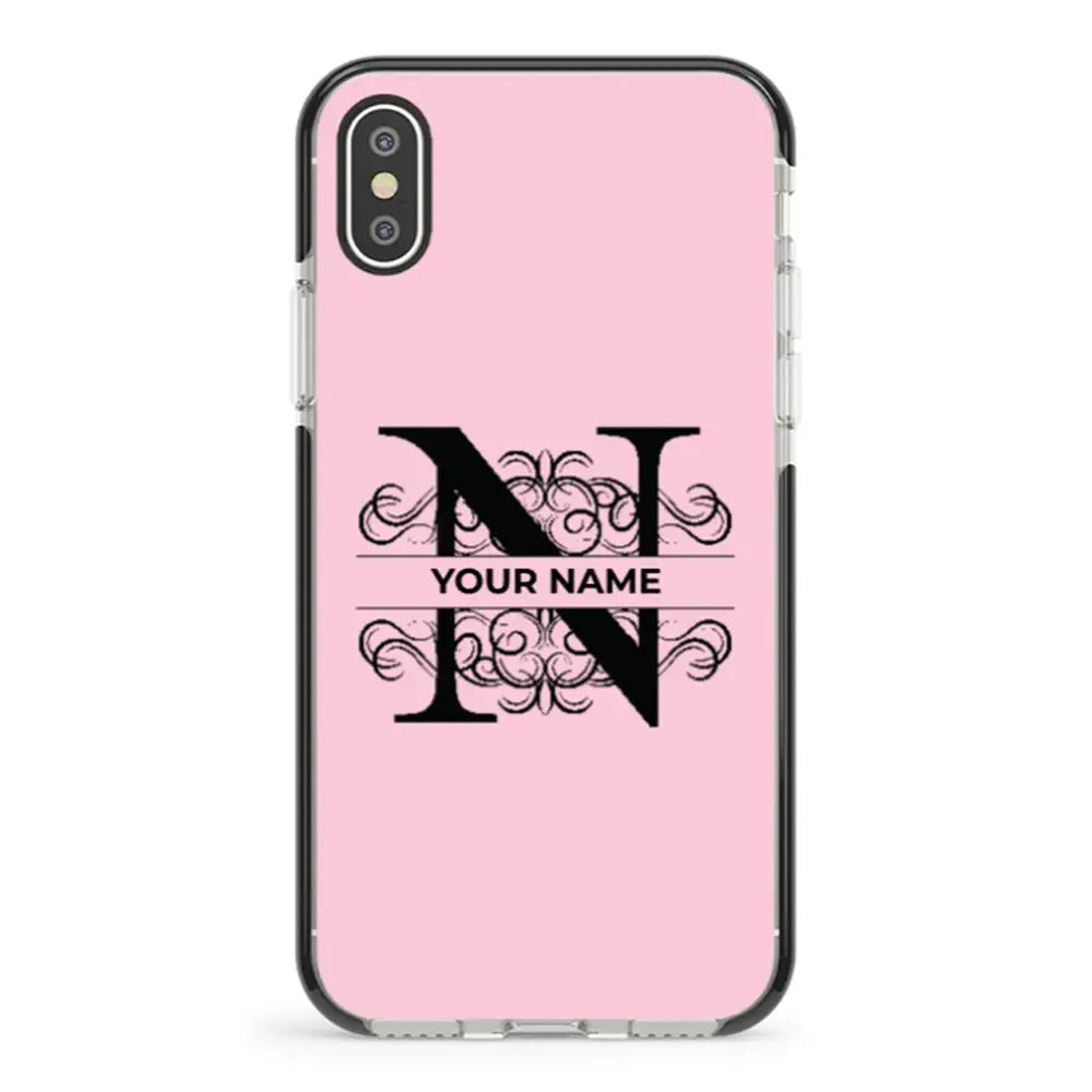 Apple iPhone XS MAX / Impact Pro Black Split Floral Initial Phone Case - Stylizedd.com