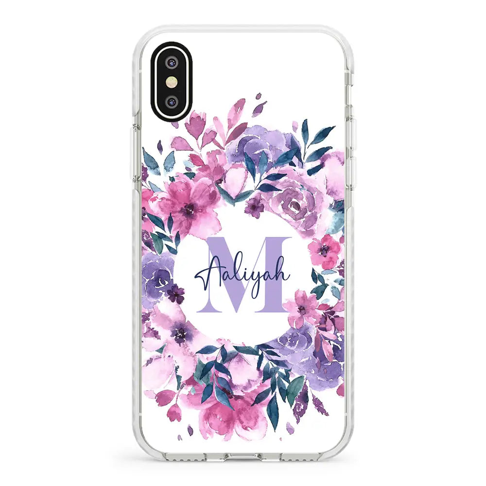 Apple iPhone XS MAX / Impact Pro White Custom Monogram Floral Flower Initial Name & Letter, Phone Case - Stylizedd.com