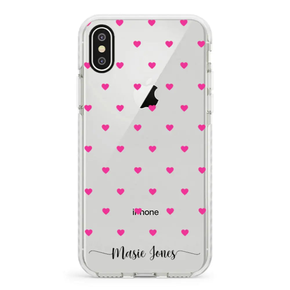 Apple iPhone XS MAX / Impact Pro White Heart Pattern Custom Text, My Name Phone Case - Stylizedd.com