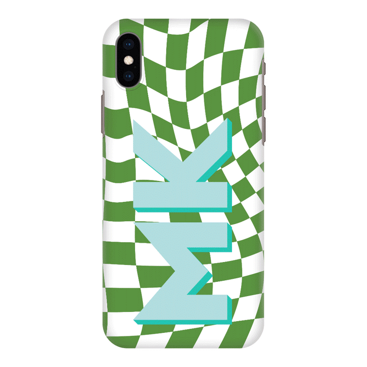Apple iPhone XS MAX / Snap Classic Custom Monogram Initial Wavy Checkerboard, Phone Case - Stylizedd.com