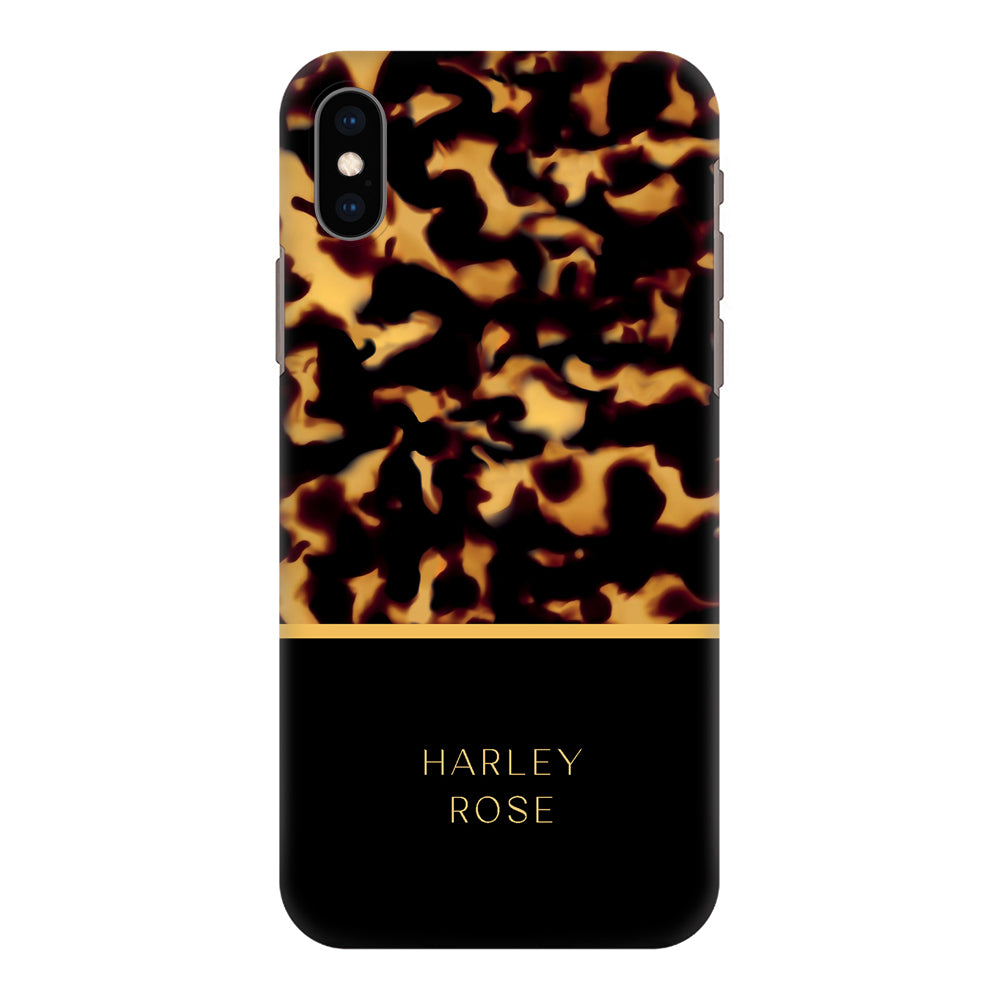 Apple iPhone XS MAX / Snap Classic Personalized Text Luxury Tortoise Shell Pattern, Phone Case - Stylizedd.com
