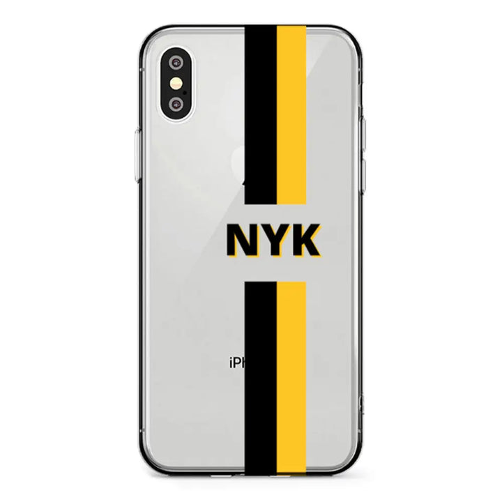 Apple iPhone XR / Clear Classic Custom Striped Monogram Phone Case - Stylizedd.com