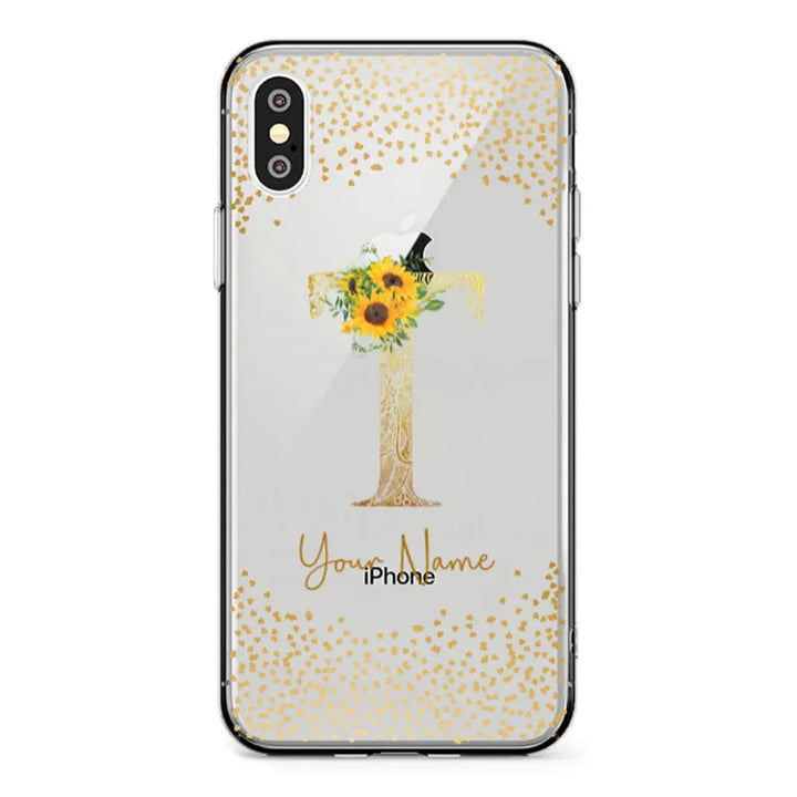 Apple iPhone XR / Clear Classic Floral Mandala Initial Phone Case - Stylizedd.com