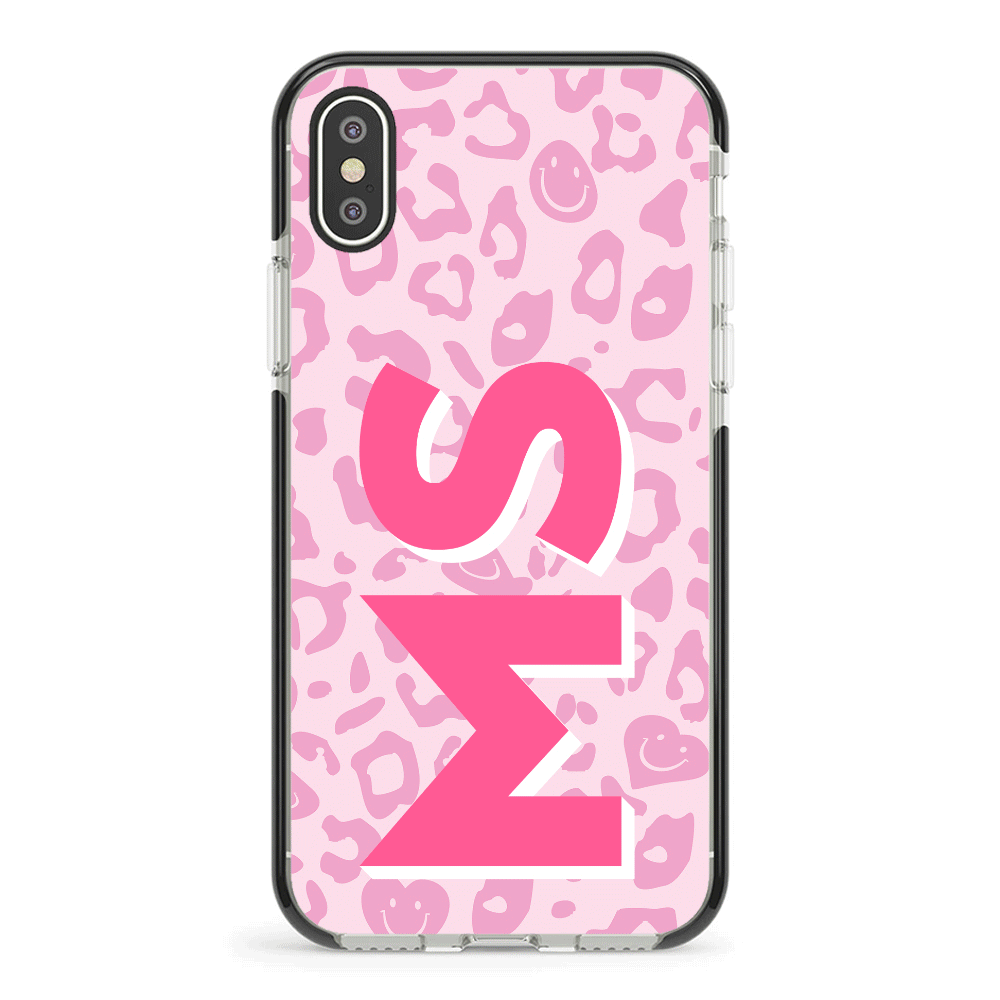 Apple iPhone XR / Impact Pro Black Custom Monogram Initial 3D Shadow Text Seamless Pattern, Phone Case - Stylizedd.com