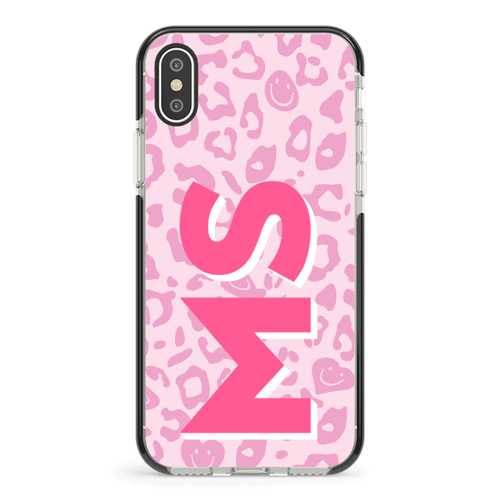 Apple iPhone XR / Impact Pro Black Custom Monogram Initial 3D Shadow Text Seamless Pattern, Phone Case - Stylizedd.com