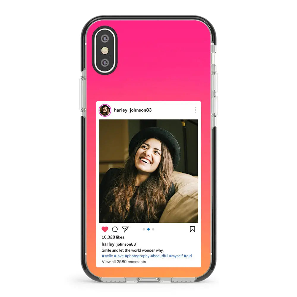 Apple iPhone XR / Impact Pro Black Phone Case Custom Photo Instagram Post Template, Phone Case - Stylizedd