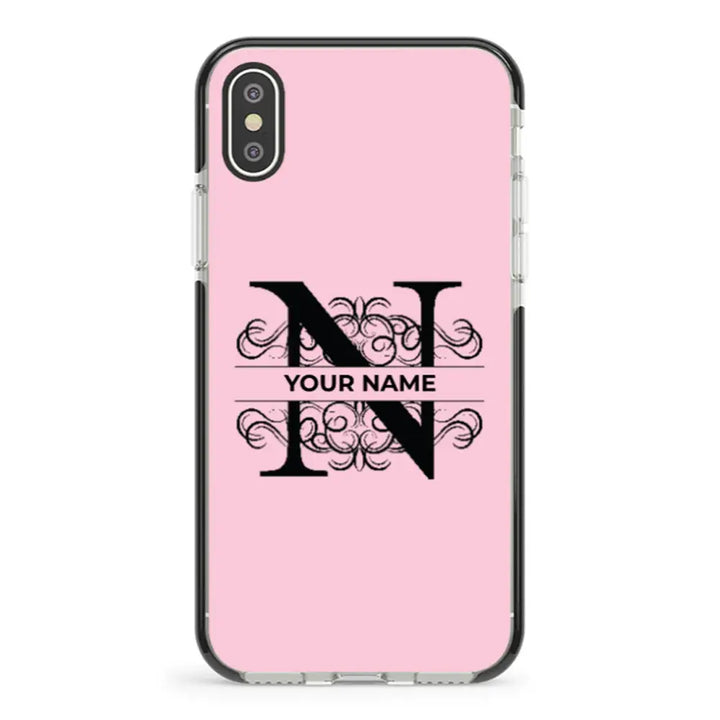 Apple iPhone XR / Impact Pro Black Split Floral Initial Phone Case - Stylizedd.com