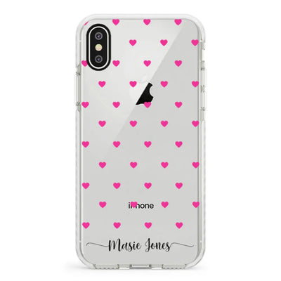Apple iPhone XR / Impact Pro White Phone Case Heart Pattern Custom Text, My Name Phone Case - Stylizedd.com