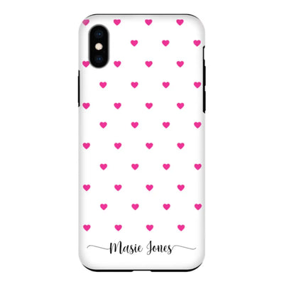 Apple iPhone XR / Tough Pro Phone Case Heart Pattern Custom Text, My Name Phone Case - Stylizedd.com
